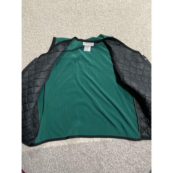 VTG Graver Studio Womens Medium V Neck Full Zip Quilted Vest Green Made in USA - Picture 3 of 7